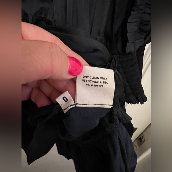 ULLA JOHNSON Gemma Satin Like Mini Dress V Neck Bishop Sleeve Midnight Blue - Picture 12 of 14